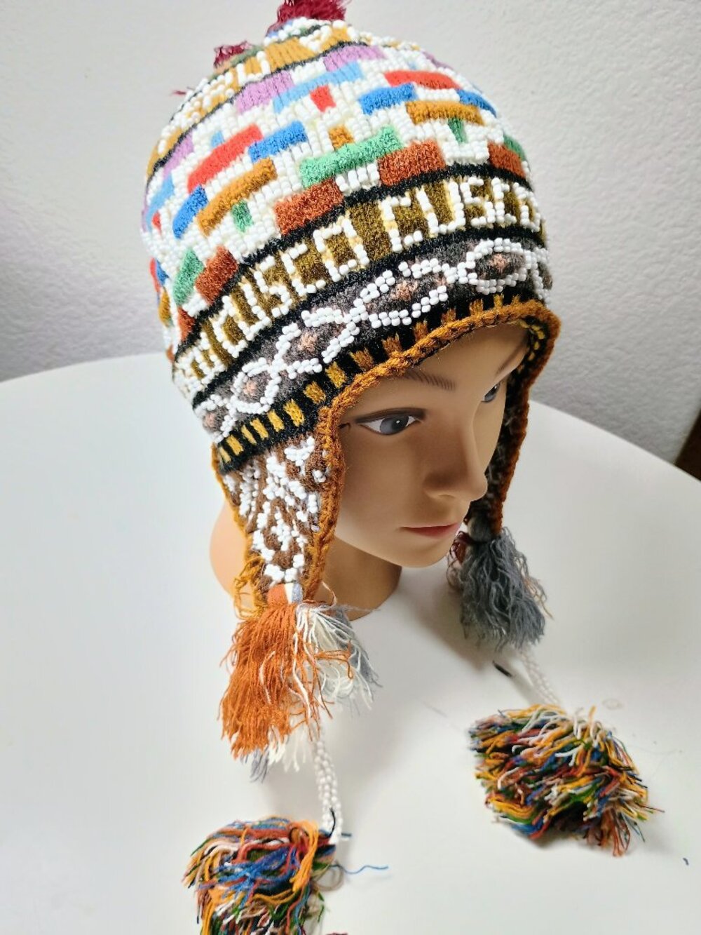 Peruvian Wool Chullo Hat – Cusco Design, Embroidery, Beads, and Pom-poms